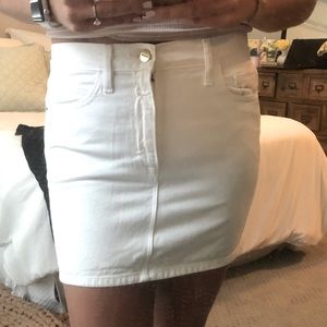 Frame White Denim Mini Skirt